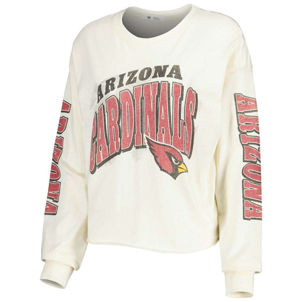Arizona Cardinals '47 Women's Brush Back Parkway Cropped Lightweight Long Sleeve T-Shirt - Cream - 47 brand