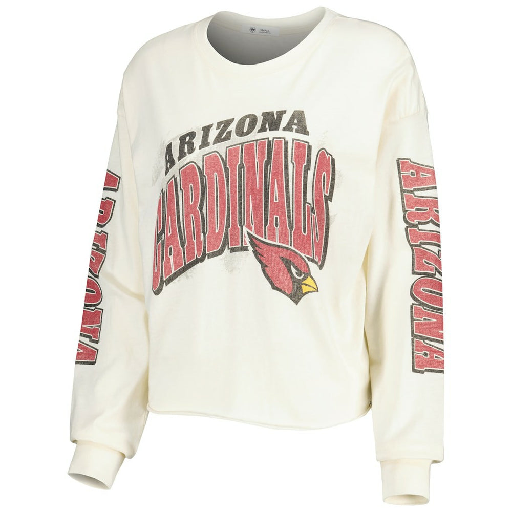 Arizona Cardinals '47 Women's Brush Back Parkway Cropped Lightweight Long Sleeve T-Shirt - Cream - 47 brand