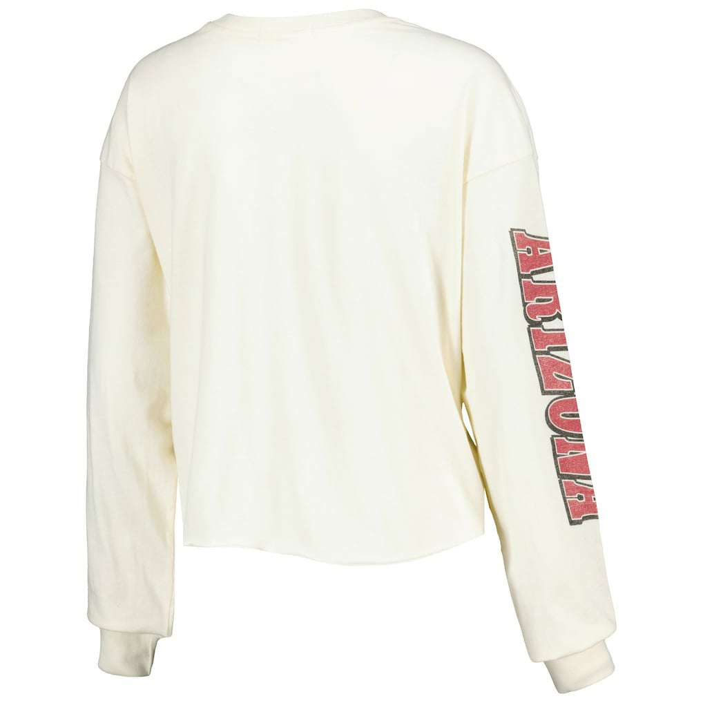 Arizona Cardinals '47 Women's Brush Back Parkway Cropped Lightweight Long Sleeve T-Shirt - Cream - 47 brand