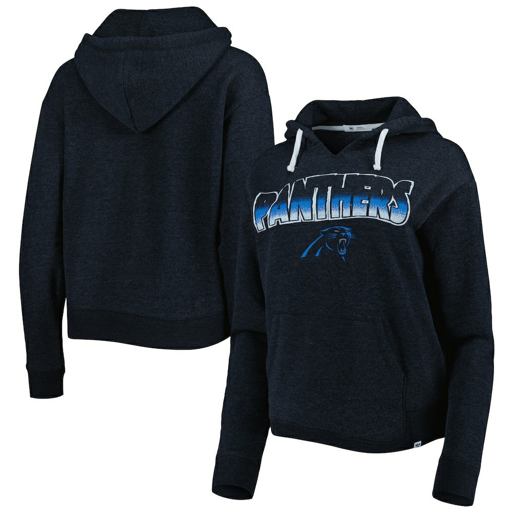 Carolina Panthers '47 Women's Color Rise Kennedy Notch Neck Pullover Hoodie - Black - 47 brand