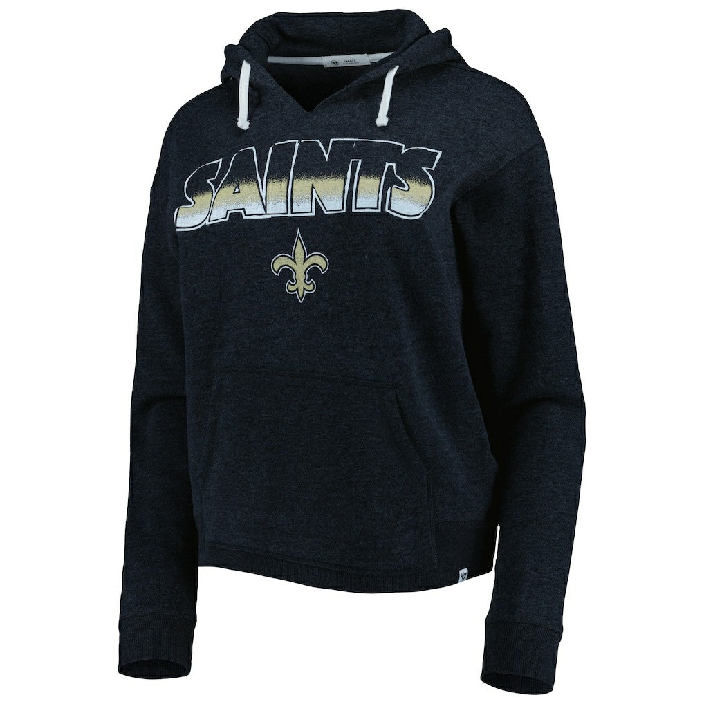 New Orleans Saints '47 Women's Color Rise Kennedy Notch Neck Pullover Hoodie - Black - 47 brand