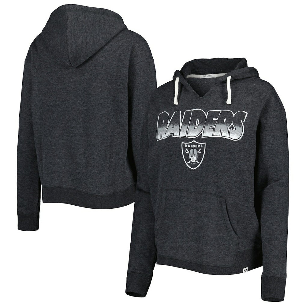 Las Vegas Raiders '47 Women's Color Rise Kennedy Notch Neck Pullover Hoodie - Black - 47 brand