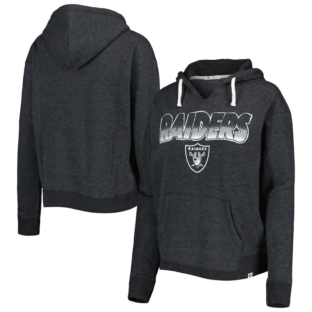 Las Vegas Raiders '47 Women's Color Rise Kennedy Notch Neck Pullover Hoodie - Black - 47 brand