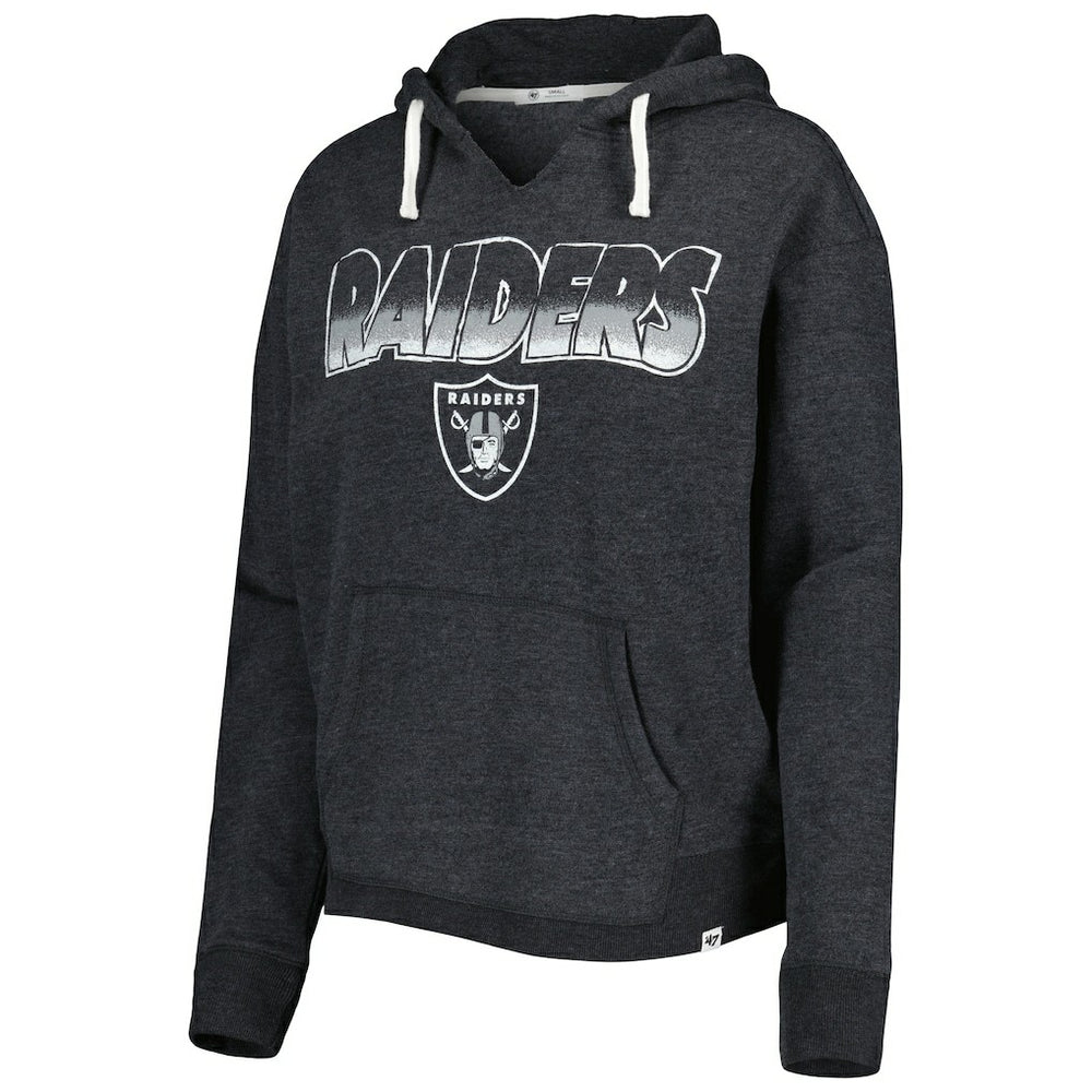 Las Vegas Raiders '47 Women's Color Rise Kennedy Notch Neck Pullover Hoodie - Black - 47 brand