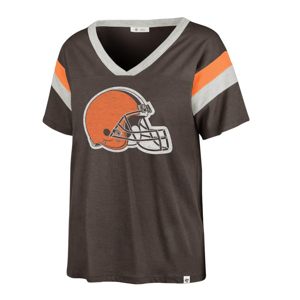 Cleveland Browns '47 Women's Phoenix V-Neck T-Shirt - Brown - 47 brand
