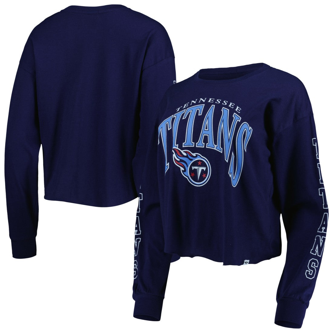 Tennessee Titans '47 Women's Skyler Parkway Cropped Long Sleeve T-Shirt - Navy - 47 brand