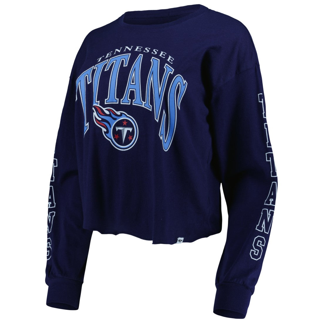 Tennessee Titans '47 Women's Skyler Parkway Cropped Long Sleeve T-Shirt - Navy - 47 brand
