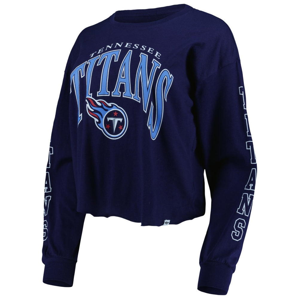 Tennessee Titans '47 Women's Skyler Parkway Cropped Long Sleeve T-Shirt - Navy - 47 brand