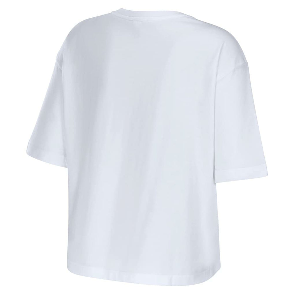 Cleveland Browns WEAR by Erin Andrews Women's Boxy Floral Cropped T-Shirt - White - NFL