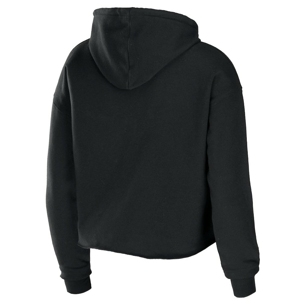Miami Dolphins WEAR by Erin Andrews Women's Cropped Sponge Fleece Pullover Hoodie - Black - NFL