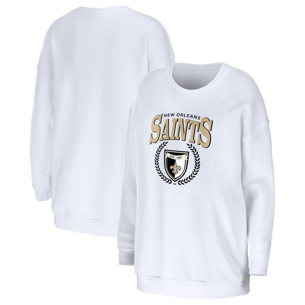New Orleans Saints WEAR by Erin Andrews Women's Oversized Pullover Sweatshirt - White - NFL