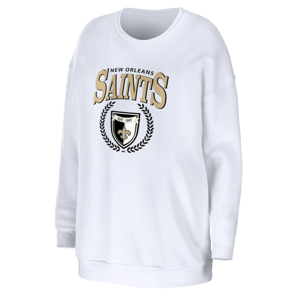New Orleans Saints WEAR by Erin Andrews Women's Oversized Pullover Sweatshirt - White - NFL