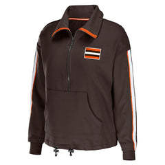 Cleveland Browns WEAR by Erin Andrews Women's Logo Stripe Half-Zip Top - Brown - NFL