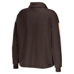 Cleveland Browns WEAR by Erin Andrews Women's Logo Stripe Half-Zip Top - Brown - NFL