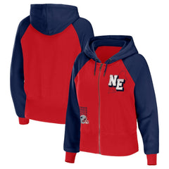 New England Patriots WEAR by Erin Andrews Women's Colorblock Lightweight Full-Zip Hoodie - Red - NFL