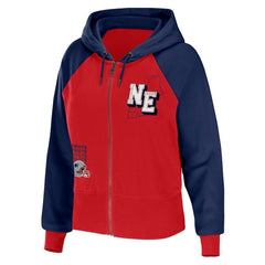 New England Patriots WEAR by Erin Andrews Women's Colorblock Lightweight Full-Zip Hoodie - Red - NFL