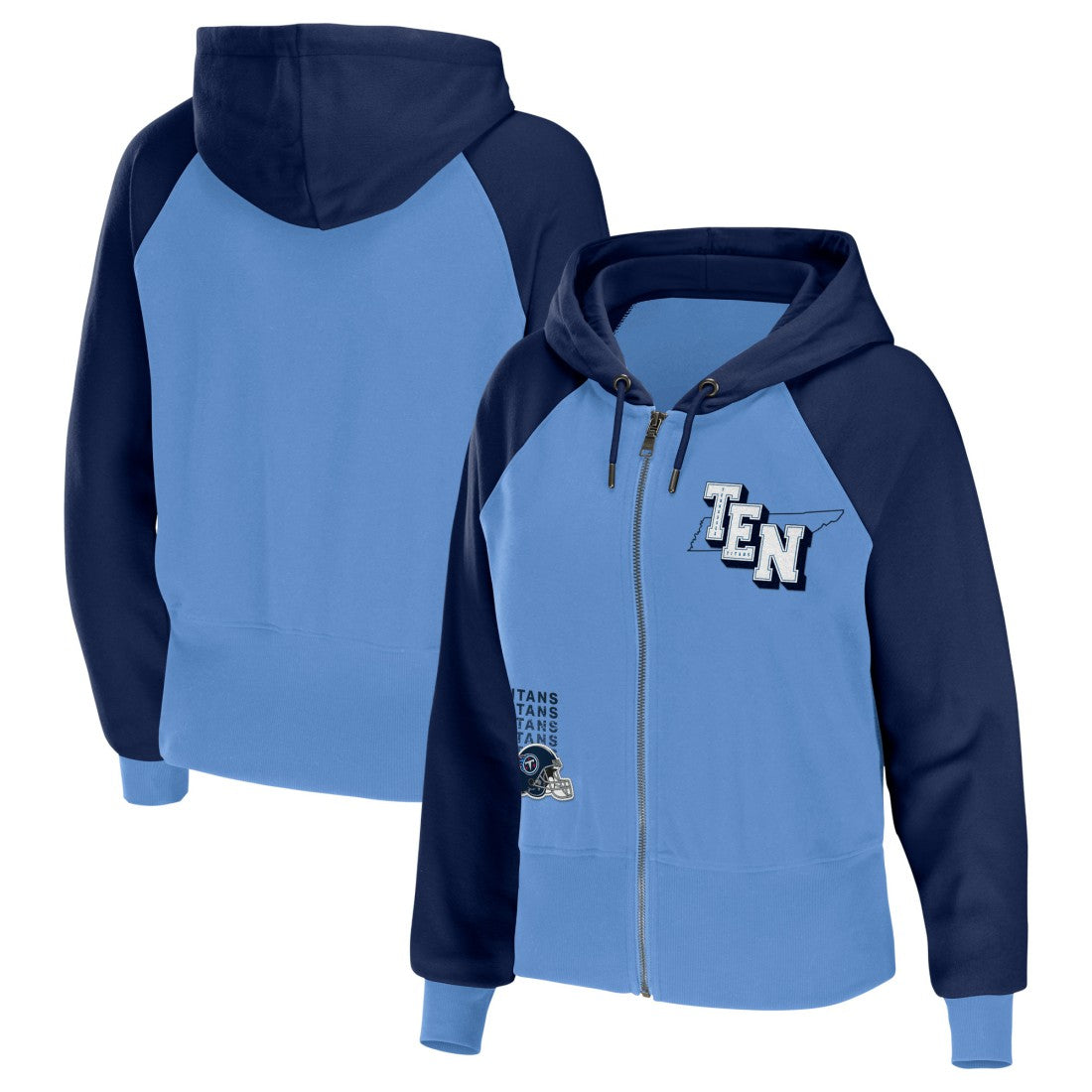 Tennessee Titans WEAR by Erin Andrews Women's Colorblock Lightweight Full-Zip Hoodie - Light Blue - NFL