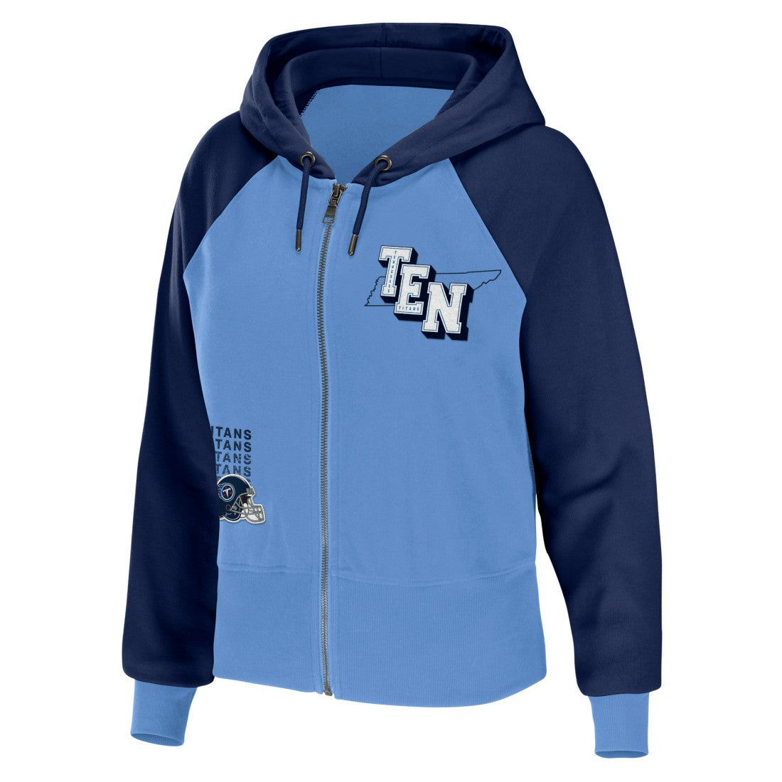 Tennessee Titans WEAR by Erin Andrews Women's Colorblock Lightweight Full-Zip Hoodie - Light Blue - NFL