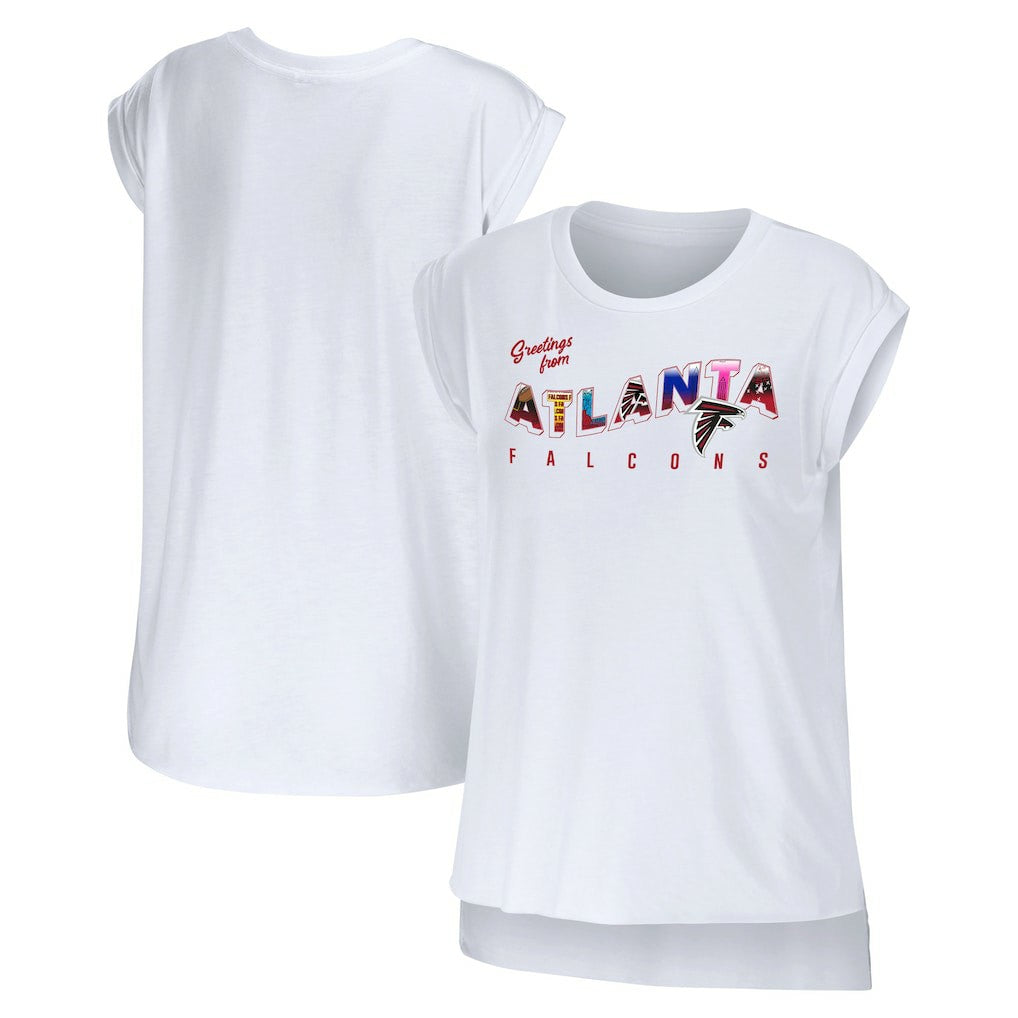 Atlanta Falcons WEAR by Erin Andrews Women's Greetings From Muscle T-Shirt - White - NFL