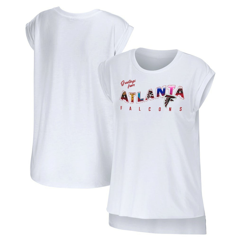 Atlanta Falcons WEAR by Erin Andrews Women's Greetings From Muscle T-Shirt - White - NFL