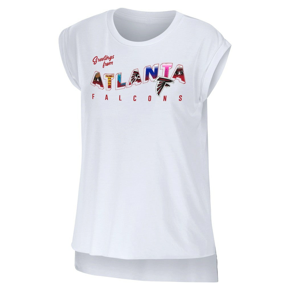 Atlanta Falcons WEAR by Erin Andrews Women's Greetings From Muscle T-Shirt - White - NFL
