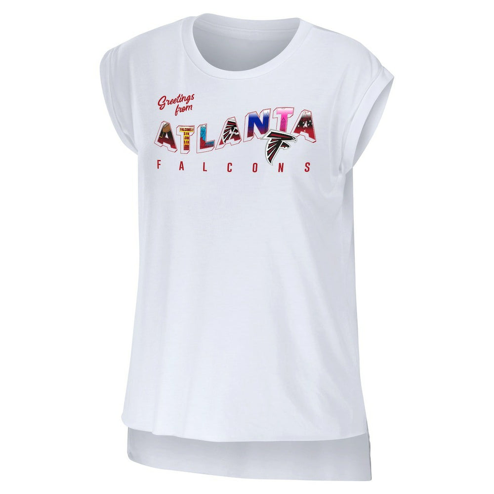 Atlanta Falcons WEAR by Erin Andrews Women's Greetings From Muscle T-Shirt - White - NFL