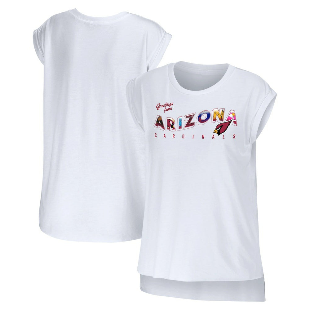 Arizona Cardinals WEAR by Erin Andrews Women's Greetings From Muscle T-Shirt - White - NFL