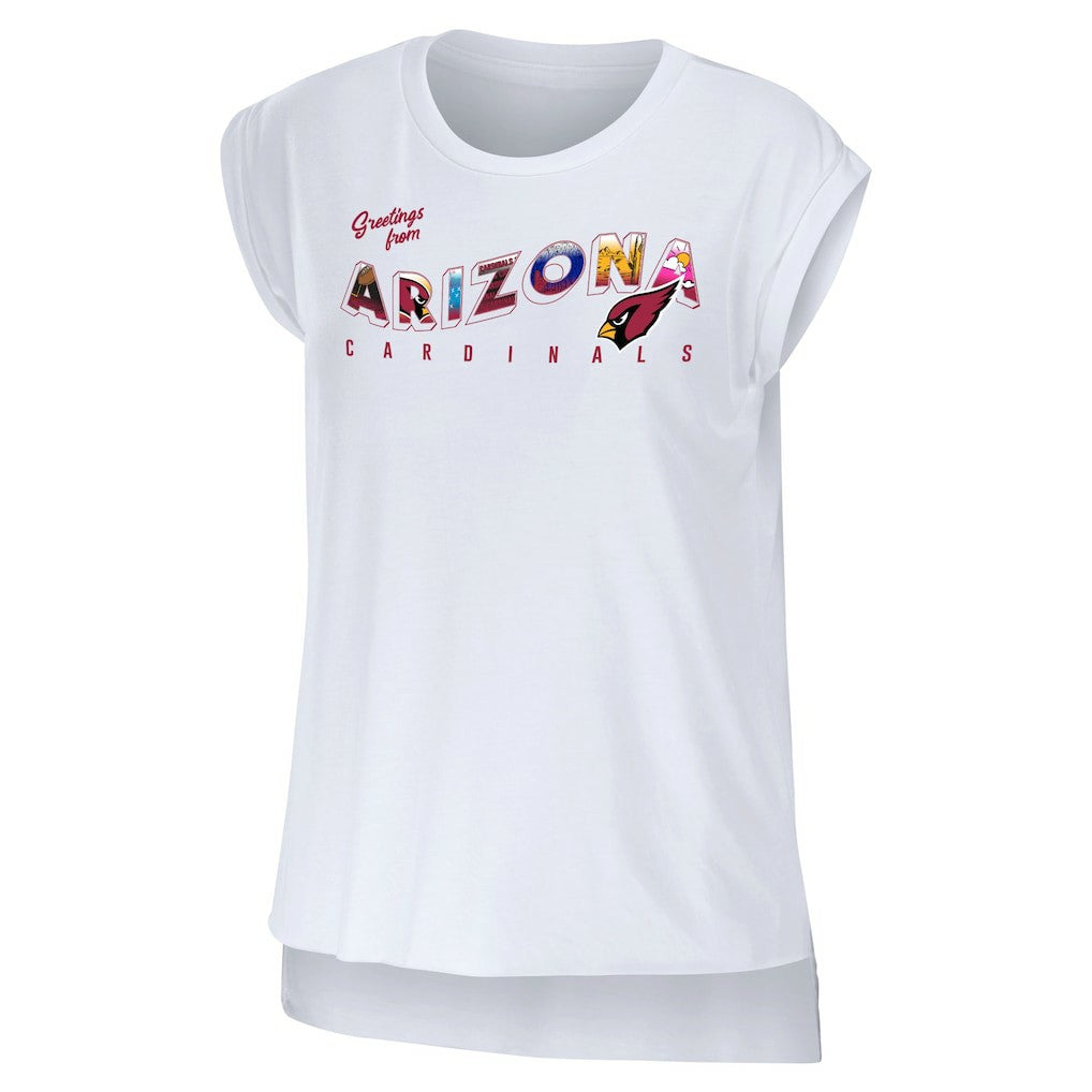 Arizona Cardinals WEAR by Erin Andrews Women's Greetings From Muscle T-Shirt - White - NFL