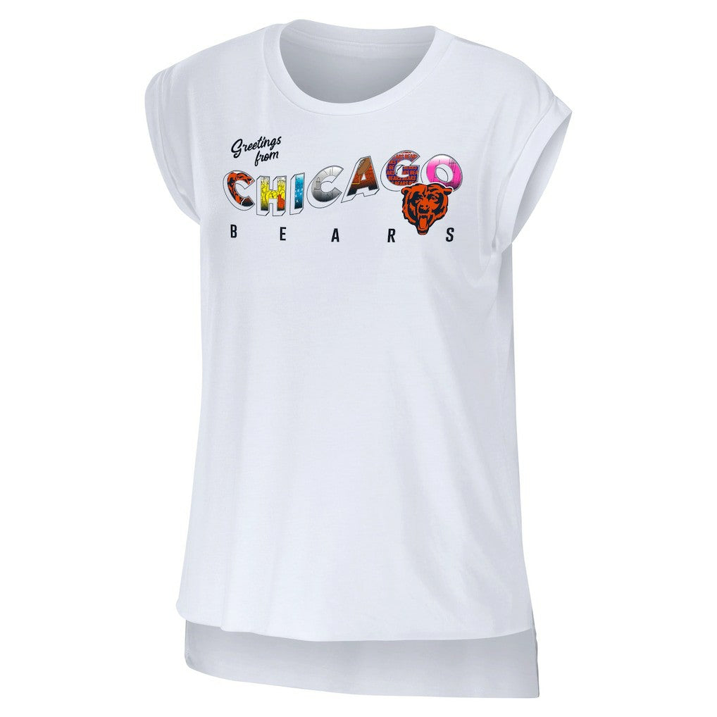 Chicago Bears WEAR by Erin Andrews Women's Greetings From Muscle T-Shirt - White - NFL