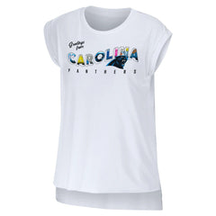 Carolina Panthers WEAR by Erin Andrews Women's Greetings From Muscle T-Shirt - White - NFL