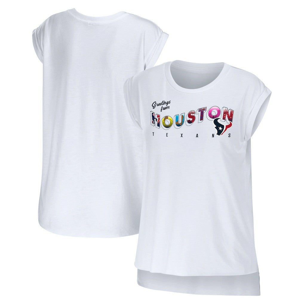 Houston Texans WEAR by Erin Andrews Women's Greetings From Muscle T-Shirt - White - NFL