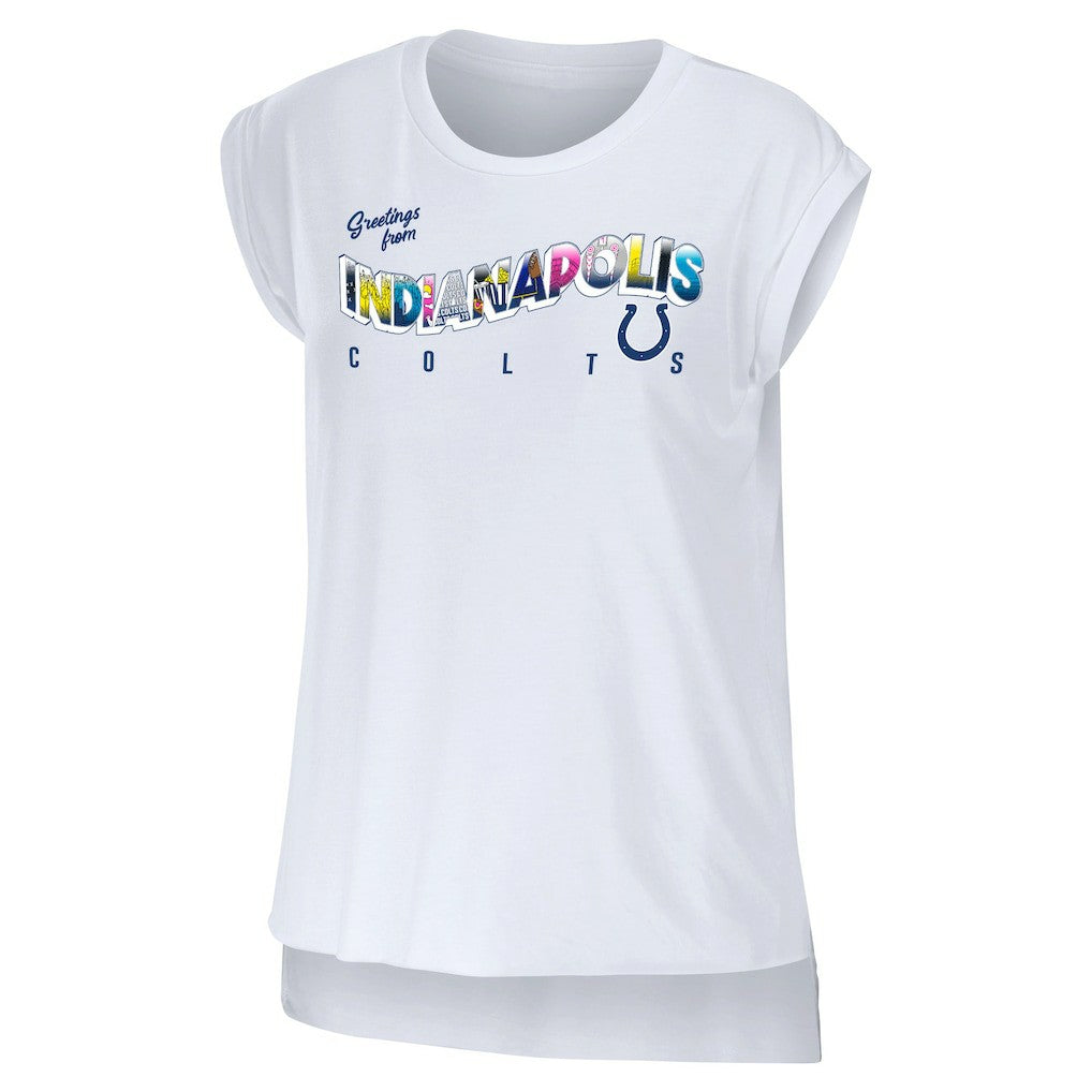 Indianapolis Colts WEAR by Erin Andrews Women's Greetings From Muscle T-Shirt - White - NFL