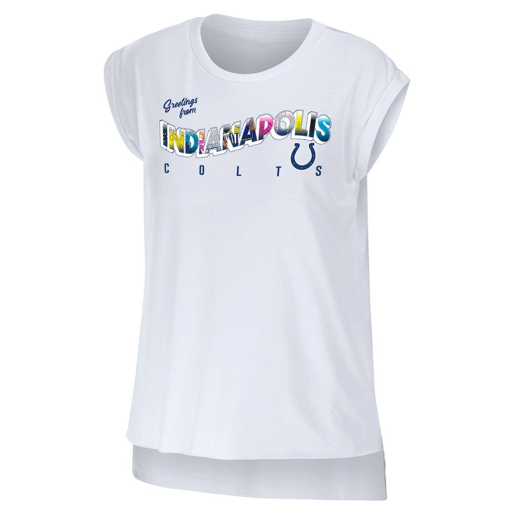 Indianapolis Colts WEAR by Erin Andrews Women's Greetings From Muscle T-Shirt - White - NFL
