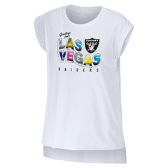 Las Vegas Raiders WEAR by Erin Andrews Women's Greetings From Muscle T-Shirt - White - NFL
