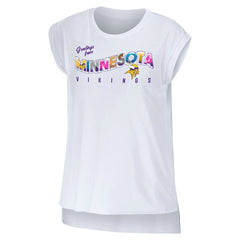 Minnesota Vikings WEAR by Erin Andrews Women's Greetings From Muscle T-Shirt - White - NFL