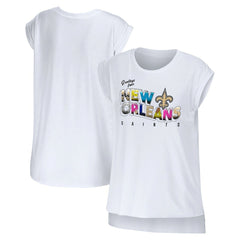 New Orleans Saints WEAR by Erin Andrews Women's Greetings From Muscle T-Shirt - White - NFL