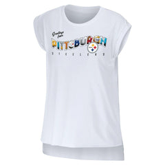 Pittsburgh Steelers WEAR by Erin Andrews Women's Greetings From Muscle T-Shirt - White - NFL