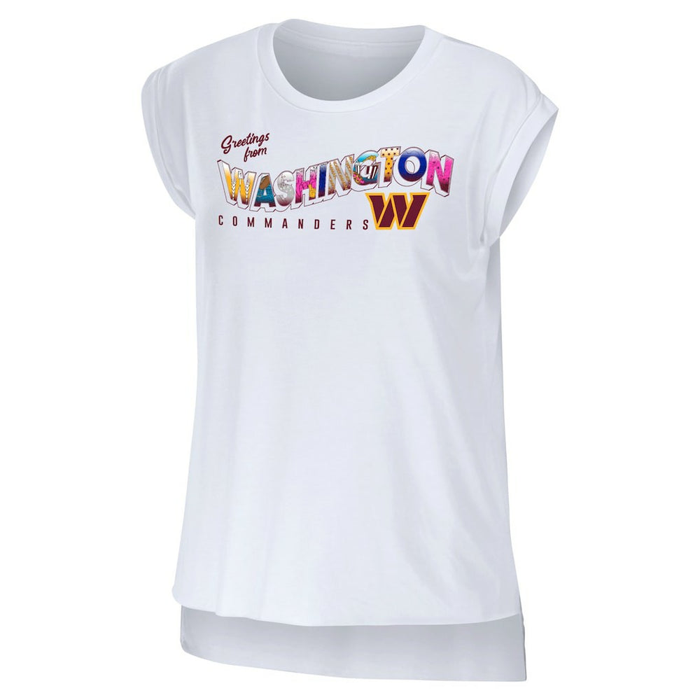 Washington Commanders WEAR by Erin Andrews Women's Greetings From Muscle T-Shirt - White - NFL