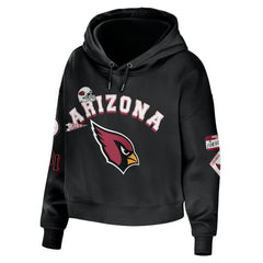 Arizona Cardinals WEAR by Erin Andrews Women's Modest Cropped Pullover Hoodie - Black - NFL