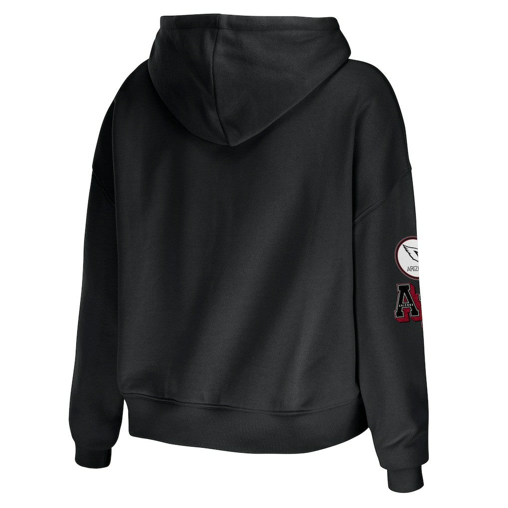 Arizona Cardinals WEAR by Erin Andrews Women's Modest Cropped Pullover Hoodie - Black - NFL