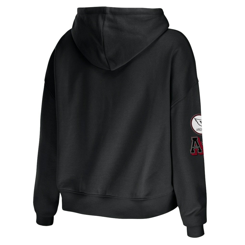 Arizona Cardinals WEAR by Erin Andrews Women's Modest Cropped Pullover Hoodie - Black - NFL