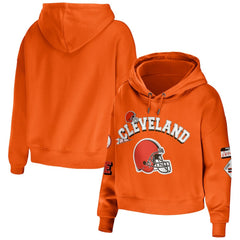 Cleveland Browns WEAR by Erin Andrews Women's Modest Cropped Pullover Hoodie - Orange - NFL