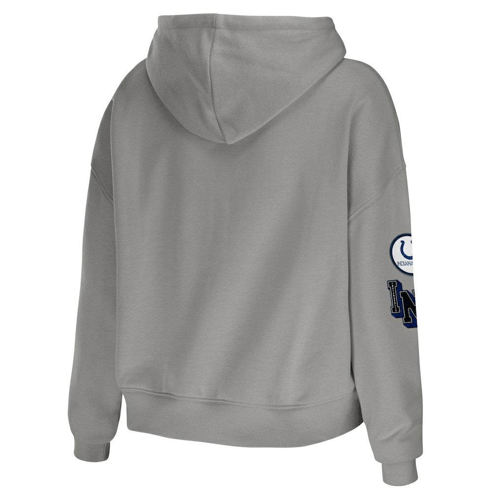 Indianapolis Colts WEAR by Erin Andrews Women's Modest Cropped Pullover Hoodie - Gray - NFL