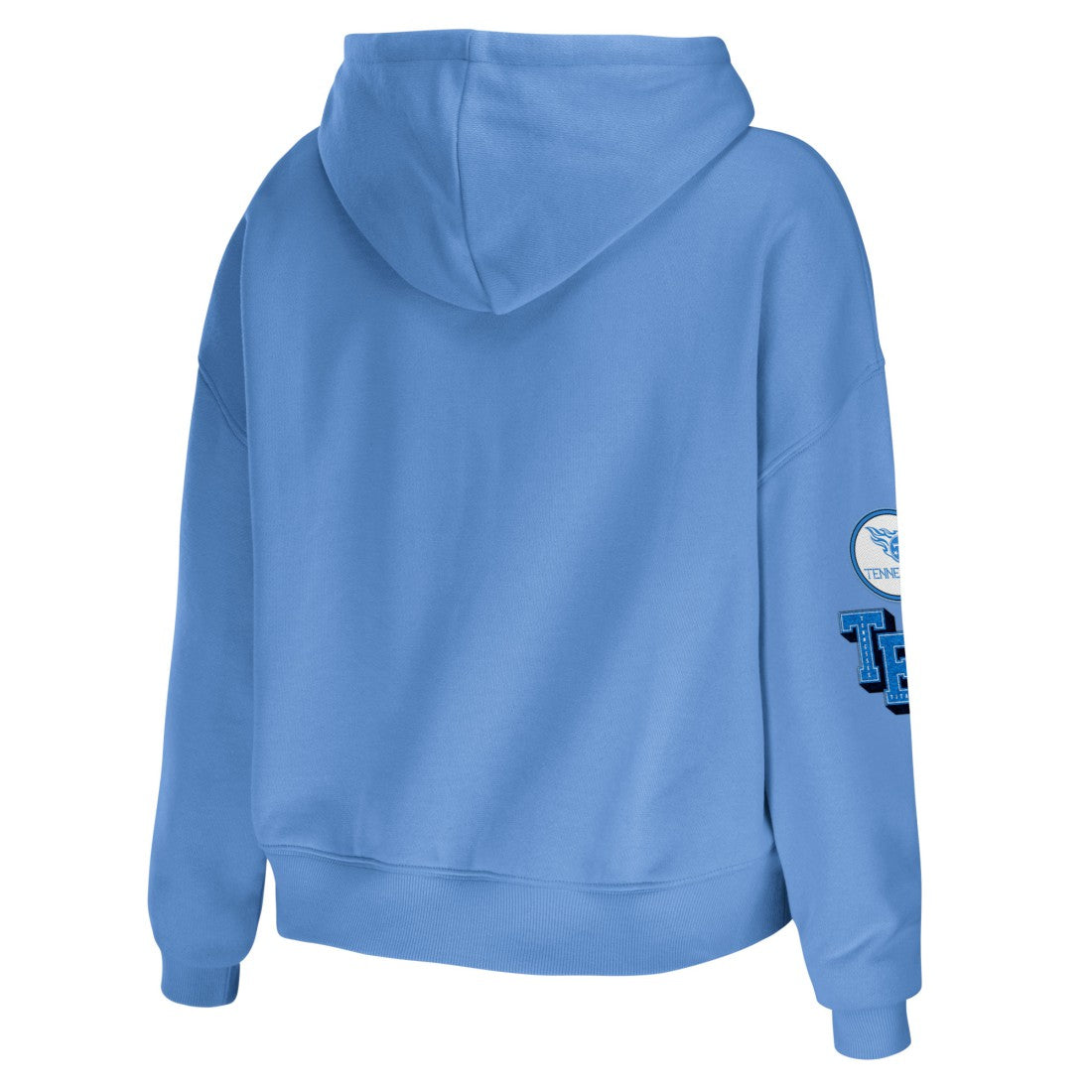 Tennessee Titans WEAR by Erin Andrews Women's Modest Cropped Pullover Hoodie - Light Blue - NFL
