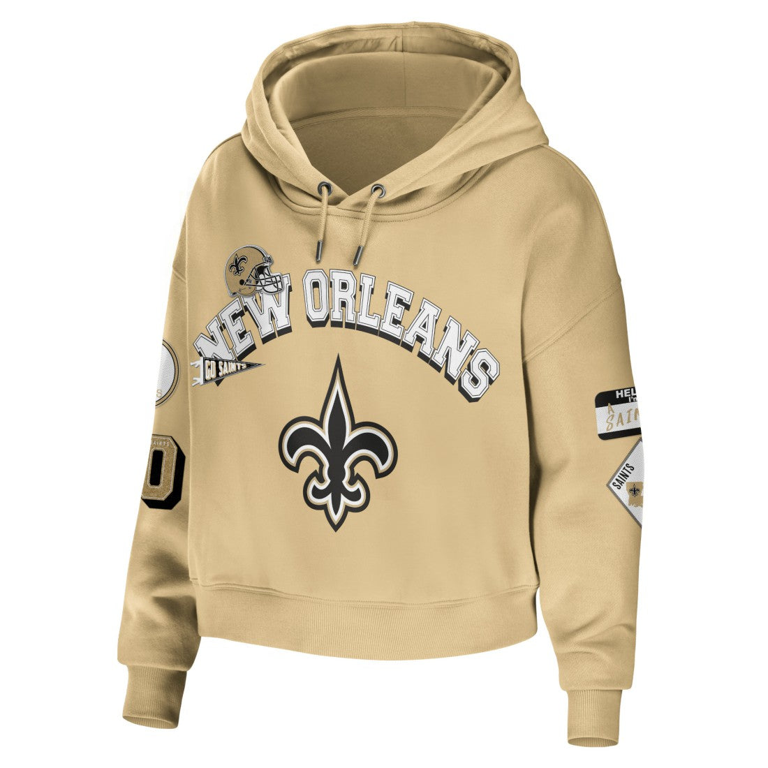 New Orleans Saints WEAR by Erin Andrews Women's Plus Size Modest Cropped Pullover Hoodie - Gold - NFL