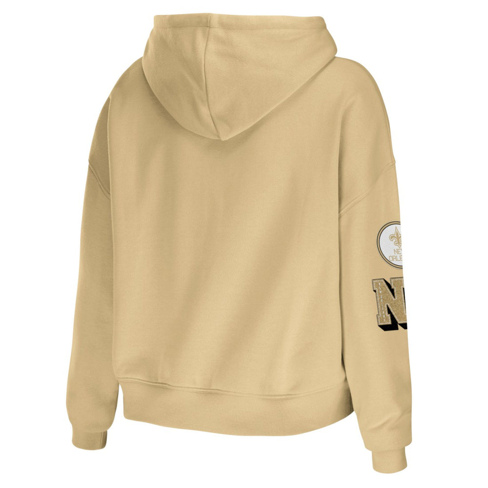 New Orleans Saints WEAR by Erin Andrews Women's Plus Size Modest Cropped Pullover Hoodie - Gold - NFL