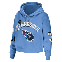 Tennessee Titans WEAR by Erin Andrews Women's Plus Size Modest Cropped Pullover Hoodie - Light Blue - NFL