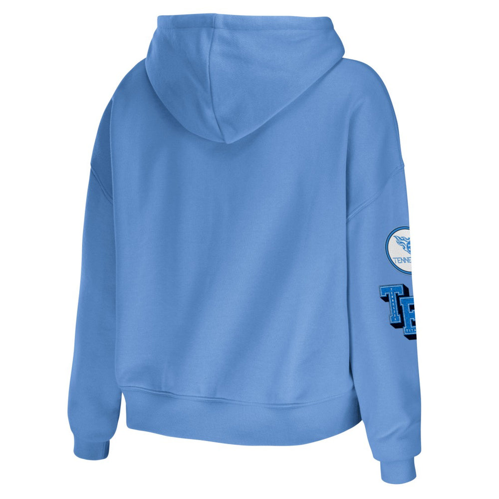 Tennessee Titans WEAR by Erin Andrews Women's Plus Size Modest Cropped Pullover Hoodie - Light Blue - NFL