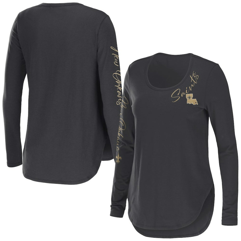 New Orleans Saints WEAR by Erin Andrews Women's Team Scoop Neck T-Shirt - Charcoal - NFL