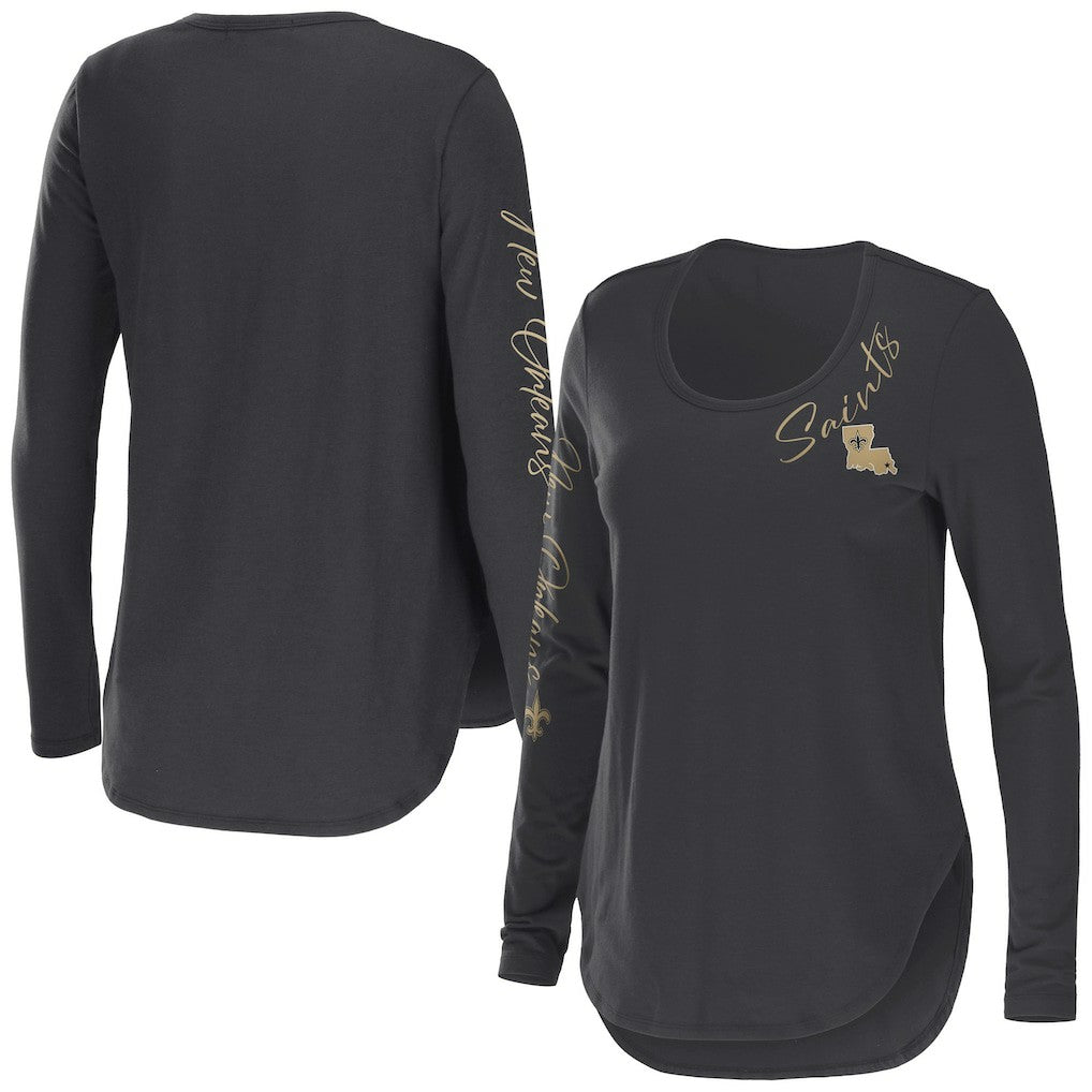New Orleans Saints WEAR by Erin Andrews Women's Team Scoop Neck T-Shirt - Charcoal - NFL